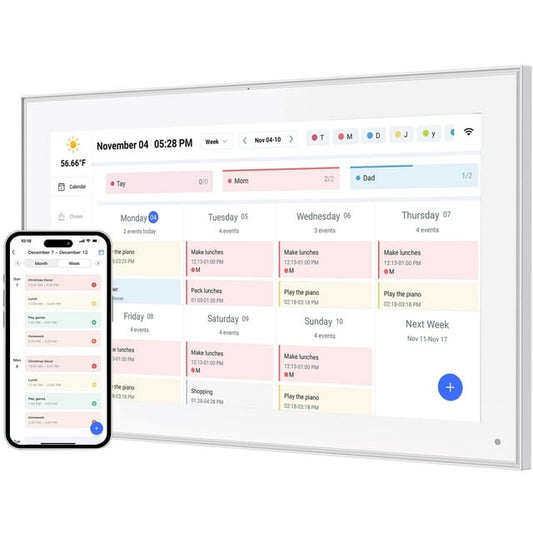 15.6 Inch Digital Calendar, Smart Digital Calendar Planner & Chore Chart, IPS FHD 1920x1080 Touchscreen Display for Family Schedules, Desk Stand Included, Wall Mountable - Share Photos & Videos